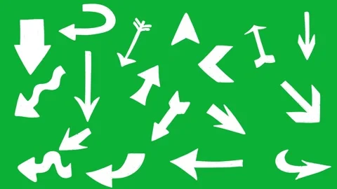 Hand drawn 2d animated arrows and doodle directional elements on a green screen Video stock 328988565