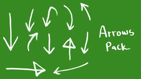Hand drawn 2d animated arrows and doodle directional elements on a green screen Stock-Footage 328988571