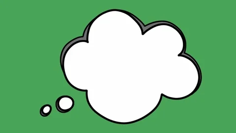 Hand Drawn 2D Animated Cloud Thought Bubble with Black Outline on Green Screen Stock Footage 339335124
