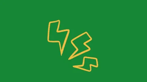 Hand Drawn 2D Animated Lightning Bolts Cartoon Flash Motion Graphic Element Stock Footage 334608775