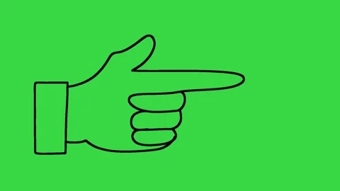 Hand Drawn 2D Animated Pointing Hand Gesture Overlay on Green Screen Background Видео 339335324