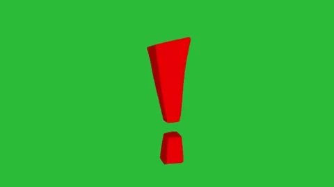 Hand Drawn 2D Animated Red Exclamation Mark Alert Warning Icon on Green Screen Stock Footage 339335432
