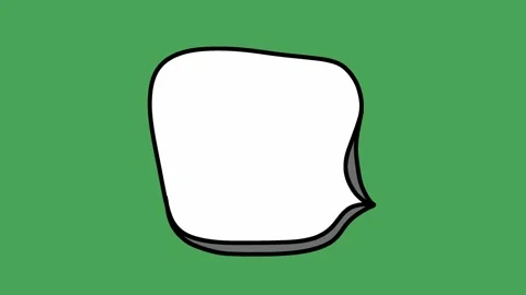 Hand Drawn 2D Animated Rounded Square Comic Speech Bubble on Green Screen Stock Footage 339335123