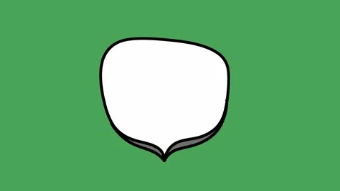 Hand Drawn 2D Animated Rounded Box Comic Speech Bubble on Green Screen Stock Footage 339335131