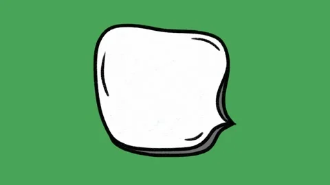 Hand Drawn 2D Animated Rounded Square Comic Speech Bubble on Green Screen Stock Footage 339335140
