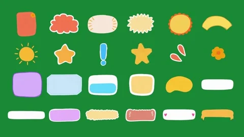 Hand-Drawn 2D Animated Shapes and Elements Pack on Green Screen Vidéo 333970486