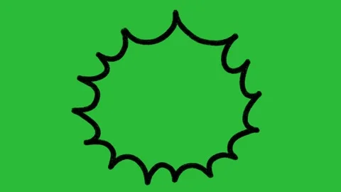 Hand Drawn 2D Animated Thick Black Line Cloud Explosion Frame on Green Screen Stock Footage 339335424