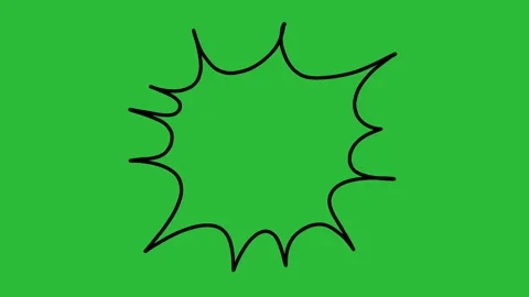 Hand Drawn 2D Animated Thin Black Line Comic Explosion Frame on Green Screen Stock Footage 339335427