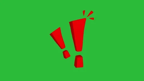 Hand Drawn 2D Animated Triple Red Exclamation Marks Alert Icon on Green Screen Stock Footage 339335430