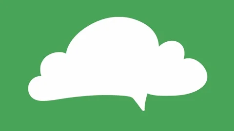 Hand Drawn 2D Animated White Cloud Speech Bubble Element on Green Screen Stock Footage 339335129