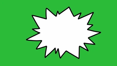 Hand Drawn 2D Animated White Comic Book Explosion Speech Bubble on Green Screen Stock Footage 339335411