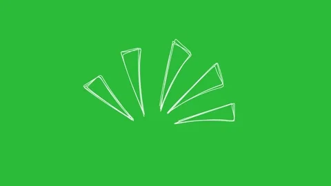 Hand Drawn 2D Animated White Sketchy Line Burst Element on Green Screen Видео 339335419