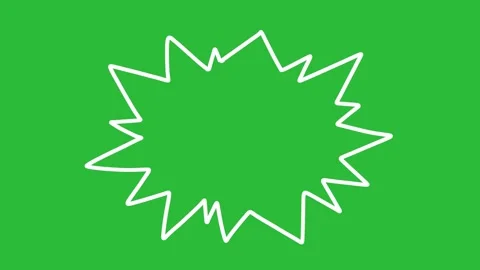 Hand Drawn 2D Animated White Spiky Line Explosion Border Frame on Green Screen Stockbeeldmateriaal 339335422