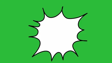 Hand Drawn 2D Animated White Comic Book Explosion Speech Bubble on Green Screen Vidéo 339335446