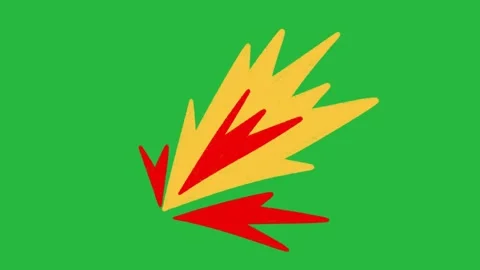 Hand Drawn 2D Animation Fire Explosion Burst Accent Overlay on Green Screen Stock Footage 339335545