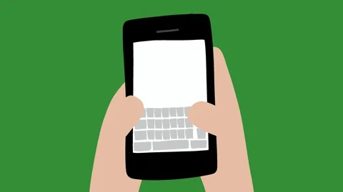 Hand-Drawn 2D Animation of Hands Typing on Smartphone | Animated Mobile Phone Video stock 330536815