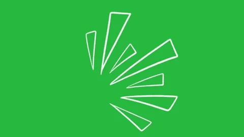 Hand Drawn 2D Animation Outline Fan Ray Burst Accent Overlay on Green Screen Видео 339335495