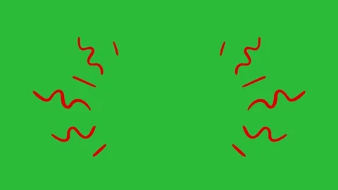 Hand Drawn 2D Animation Red Doodle Shock Expression Borders on Green Screen Видео 339335399