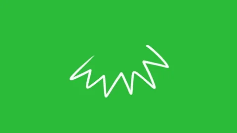 Hand Drawn 2D Animation White Zigzag Crown Spike Accent Overlay on Green Screen Vídeos de archivo 339335382