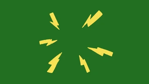 Hand-Drawn 2D Lightning Bolt Burst Animation on Green Screen | Flat Style Flash  Stock Footage 330467554