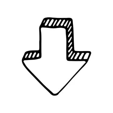 Hand drawn 3D arrow doodle icon. Hand drawn black sketch. Sign symbol. Decora Stock Illustration