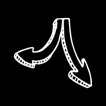Hand drawn 3D arrow doodle icon. Sketch style. Sign symbol. Decoration elemen Stock Illustration