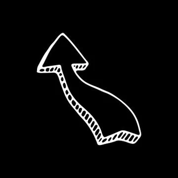 Hand drawn 3D arrow doodle icon. Sketch style. Sign symbol. Decoration elemen 스톡 일러스트