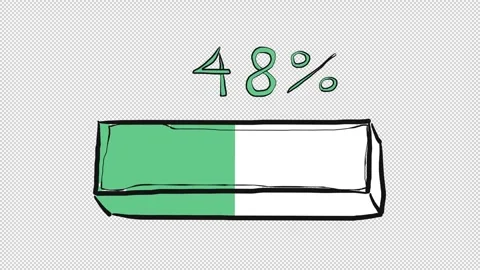 Hand drawn 3D loading bar filling from 0 to 100 percent with alpha channel Video stock 348588847