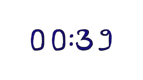 Hand drawn 45 second countdown timer in doodle digital clock style on white Video stock 348588628