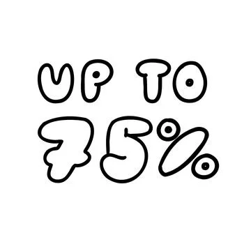 Hand drawn up to 75 percent black ink discount logo. Vector design illustra.. Stock Illustration