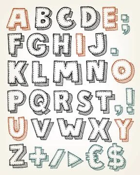 Hand drawn abc elements Stock Illustration