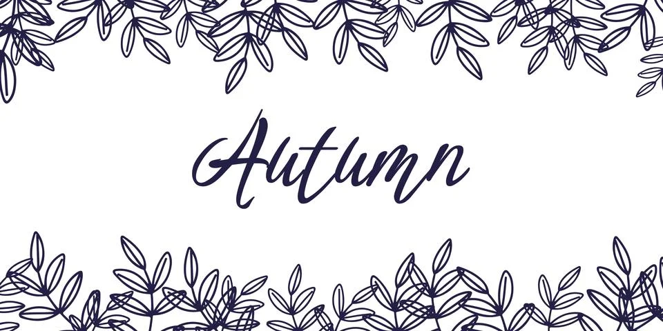 Hand drawn abstract autumn header with branches Stock Illustration
