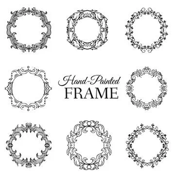 Hand drawn abstract background ornament frame on old paper illus Stock Illustration