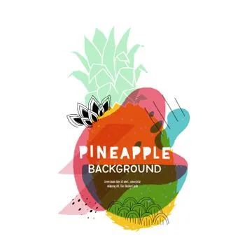 Hand drawn abstract banner with pineapple Illustrazione stock