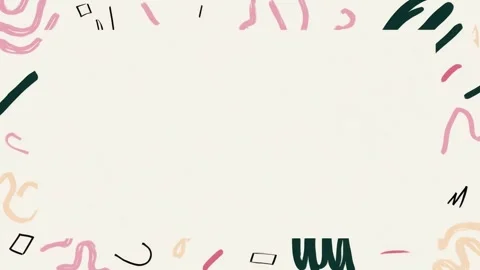 Hand drawn abstract border frame with colorful doodle elements around empty.. Stock Footage 342043464