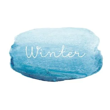 Hand drawn abstract bright soft blue watercolor splash with with Lettering Wi Stock Illustration