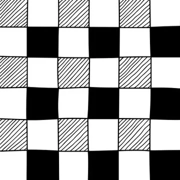 Hand drawn abstract chessboard pattern. Illustrazione stock