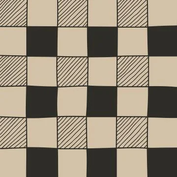 Hand drawn abstract chessboard pattern. Stock Illustration