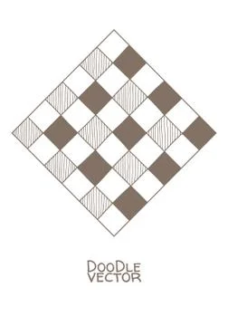 Hand drawn abstract chessboard pattern. Illustrazione stock