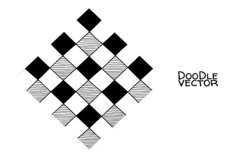 Hand drawn abstract chessboard pattern. Illustrazione stock