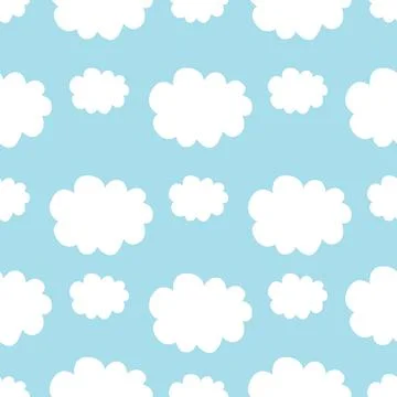 Hand Drawn Abstract Clouds isolated on a blue background Stock Illustration