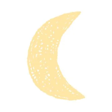 Hand Drawn Abstract Crescent Moon Shape Isolated Stock Illustration