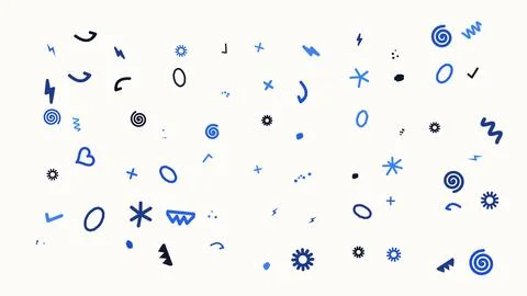 Hand-drawn Abstract Doodle Elements and Decorative Shapes Set for Creative .. Illustrazione stock