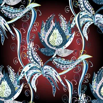 Hand drawn abstract fancy elements. Neutral, blue and brown colors. Vintage flow Stock Illustration