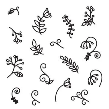 Hand drawn abstract floral elements Illustrazione stock