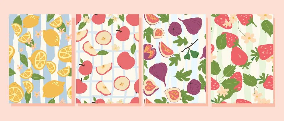 Hand drawn abstract fruit pattern Stock Illustration