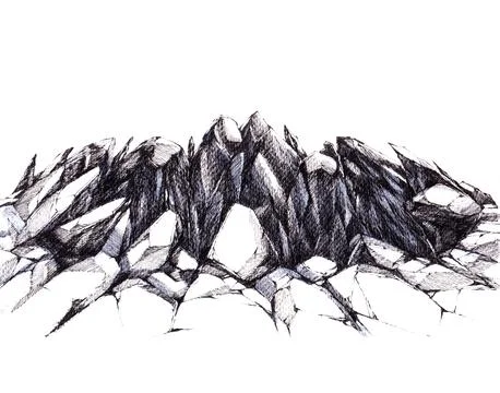 Hand drawn abstract geometric chasm background0001 Stock Illustration