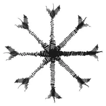 Hand drawn Abstract image with brush strokes of snowflake silhouette in doodle Illustrazione stock