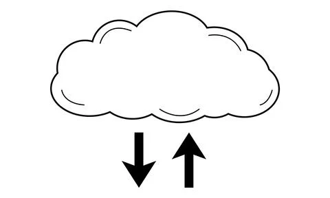 Hand drawn abstract image of a cloud file storage. Server for storing and Illustrazione stock