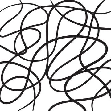 Hand drawn abstract lines vector icon illustration black on white. Stock Illustration